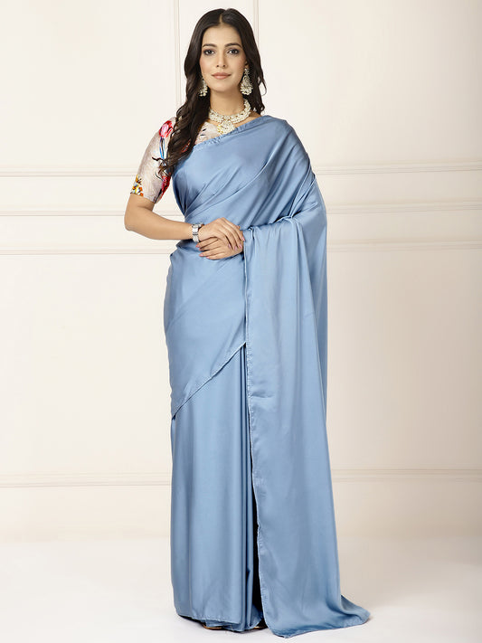 Power Dressing- Blue Saree-One Saree with 2 Blouse Peices
