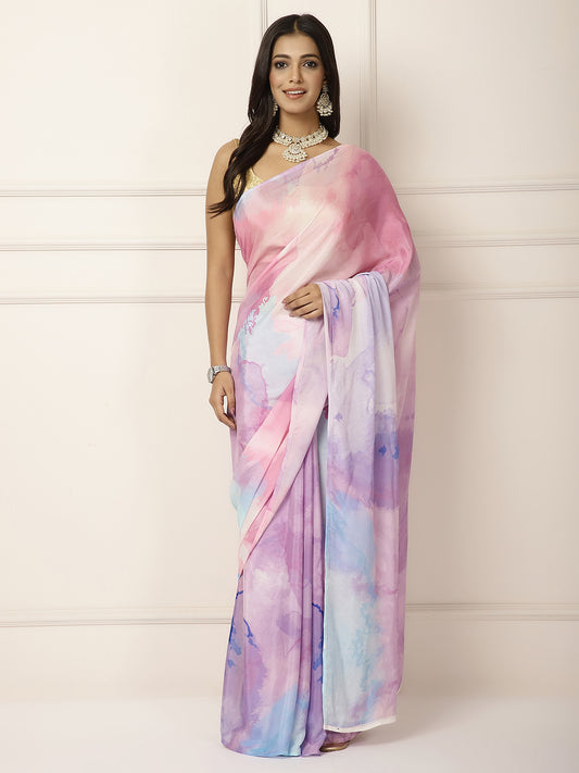 Blue Water colour saree with eye Blouse