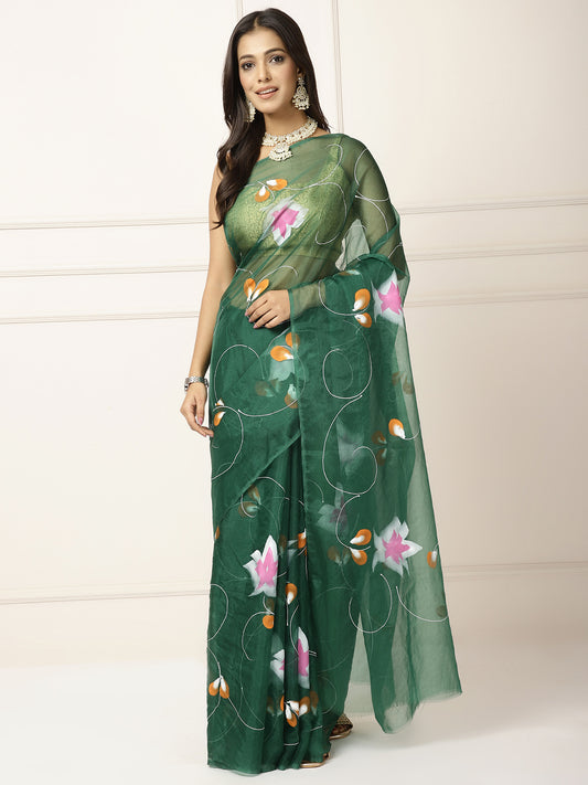 Organza hand painted sarees