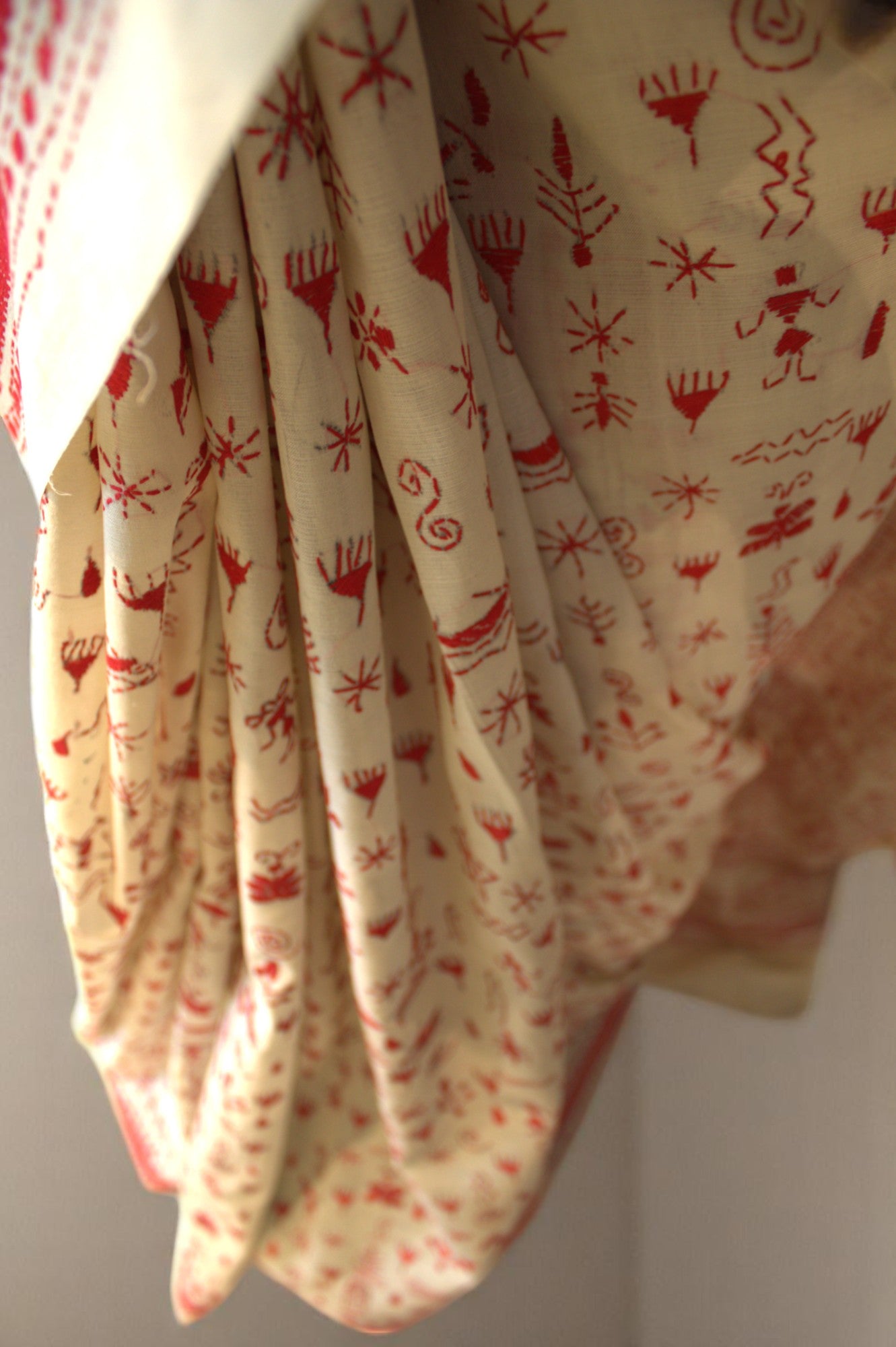 Warli Kantha Stitch on Pure silk