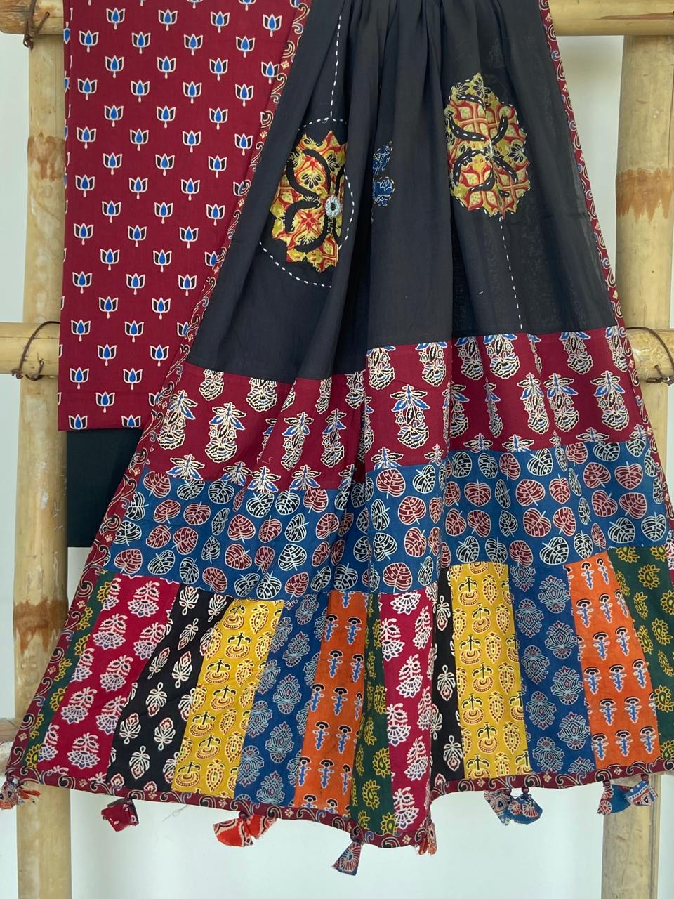 Maroon with Lotus suit peice