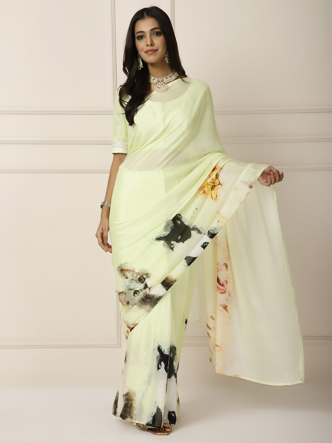 Cat love saree