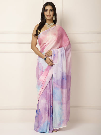 Blue Water colour saree with eye Blouse