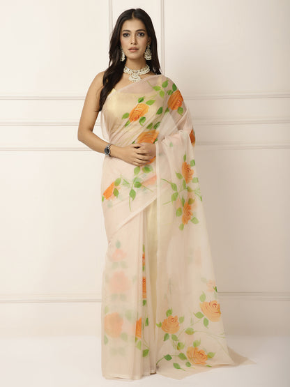Organza hand painted sarees