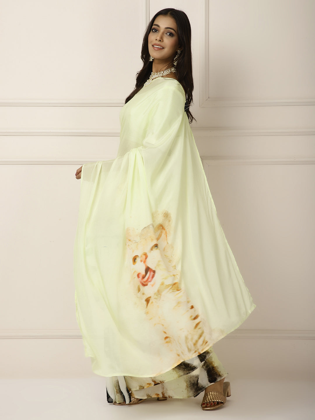 Cat love saree