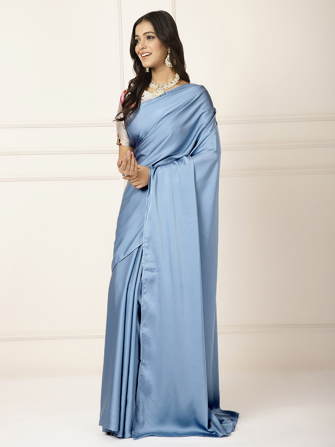 Power Dressing- Blue Saree-One Saree with 2 Blouse Peices