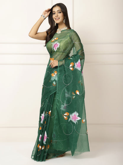 Organza hand painted sarees