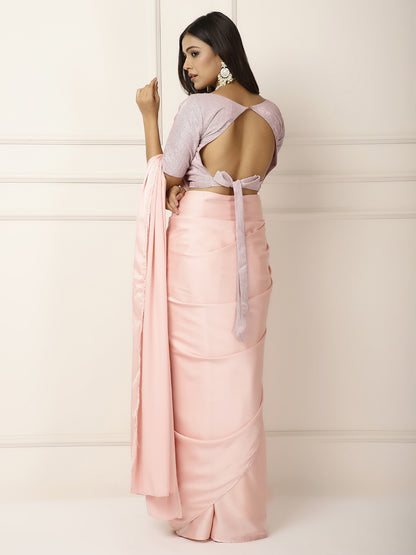 Power Dressing- Baby Pink Saree-One saree with 2 Blouse Peices