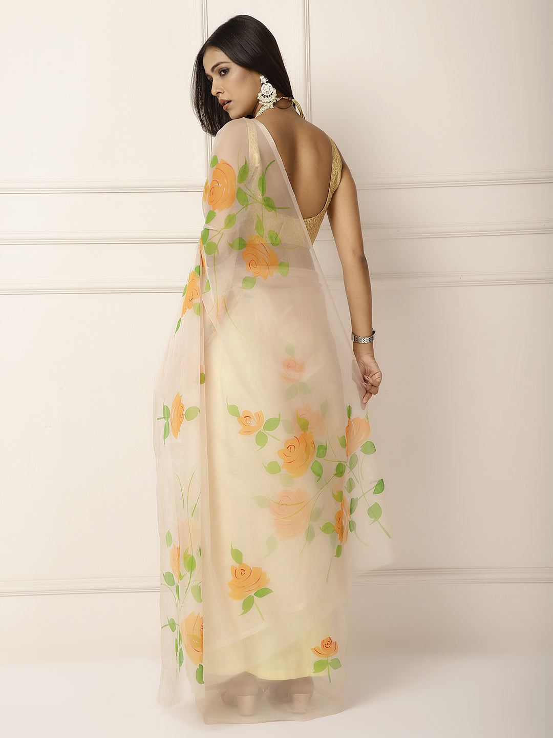 Organza hand painted sarees