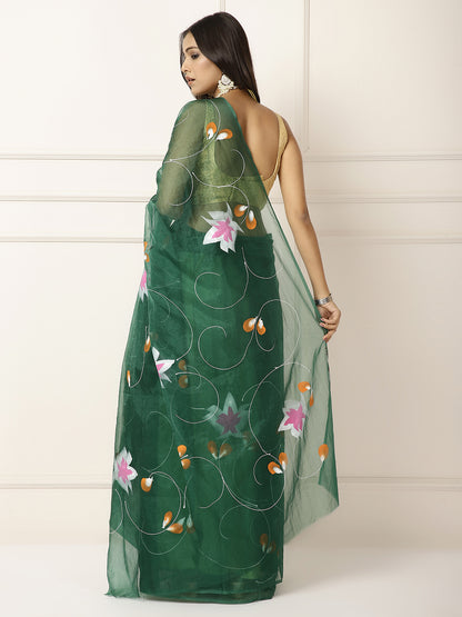 Organza hand painted sarees