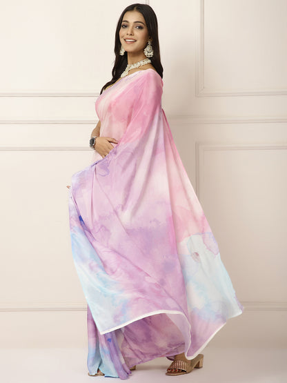 Blue Water colour saree with eye Blouse
