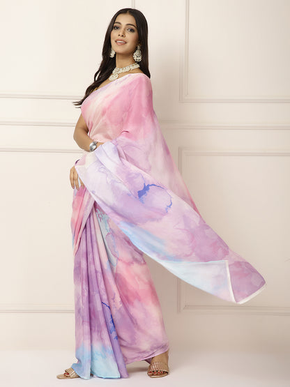 Blue Water colour saree with eye Blouse