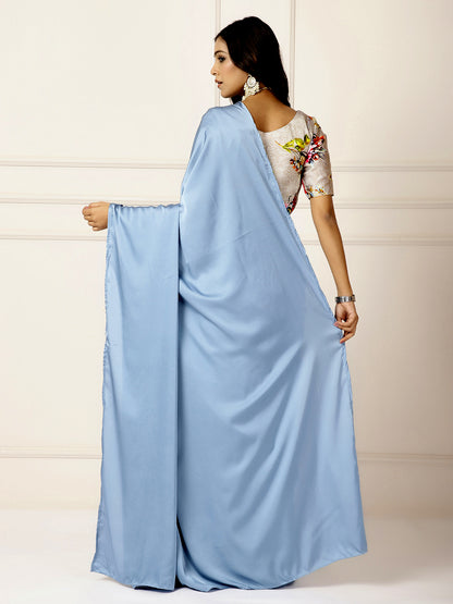 Power Dressing- Blue Saree-One Saree with 2 Blouse Peices