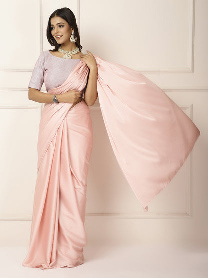 Power Dressing- Baby Pink Saree-One saree with 2 Blouse Peices