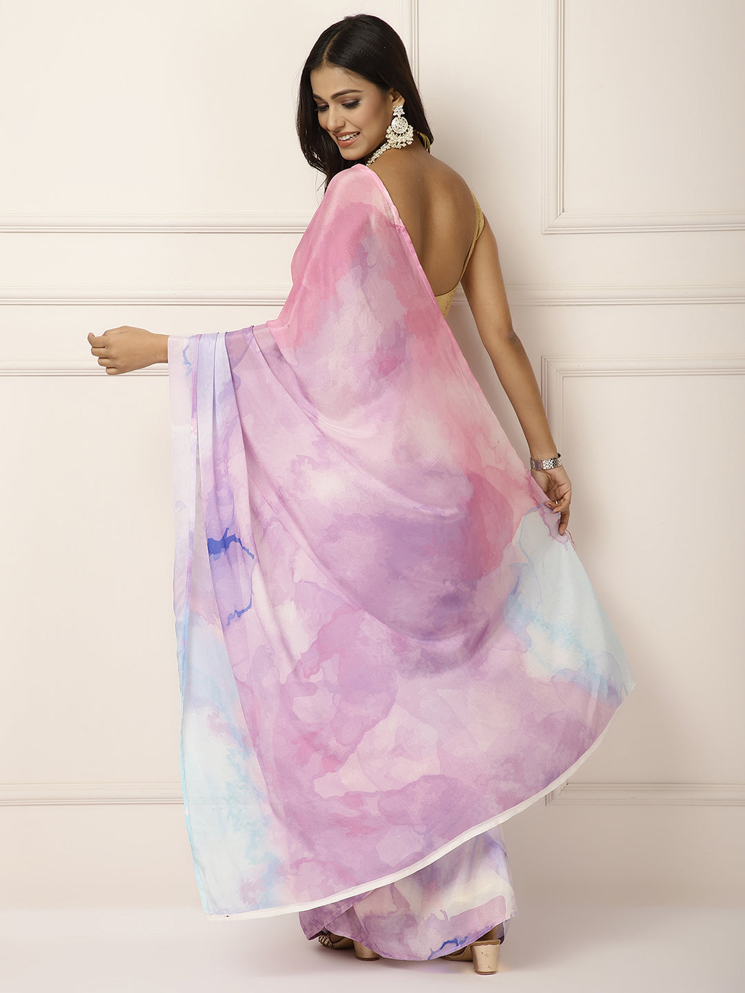Blue Water colour saree with eye Blouse