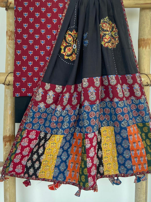 Maroon with Lotus suit peice